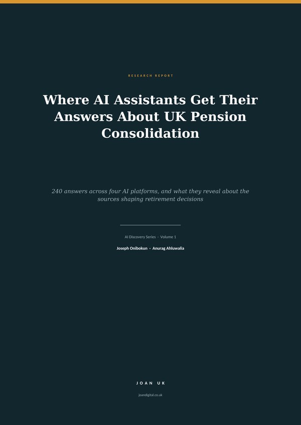 Cover of the white paper Where AI Assistants Get Their Answers About UK Pension Consolidation
